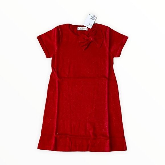 H&M Kids | Red | Glittery Knit Dress - Picture 1 of 6